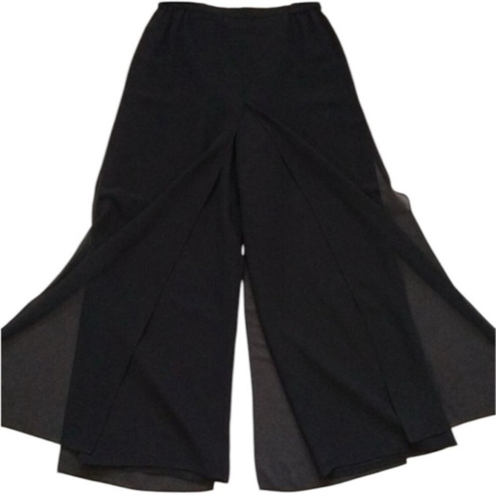 R&M Richards NWT Black Pant Double Layer Chiffon Slits Evening Plus Size 24W